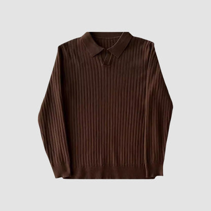 Old Money Korean Lapel Collar Knitted Sweater