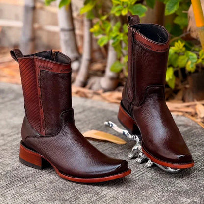 (Pós Black) Kit Bota Frontier Zb em Couro Legítimo + Brindes: Chapéu, Cinto e Carteira